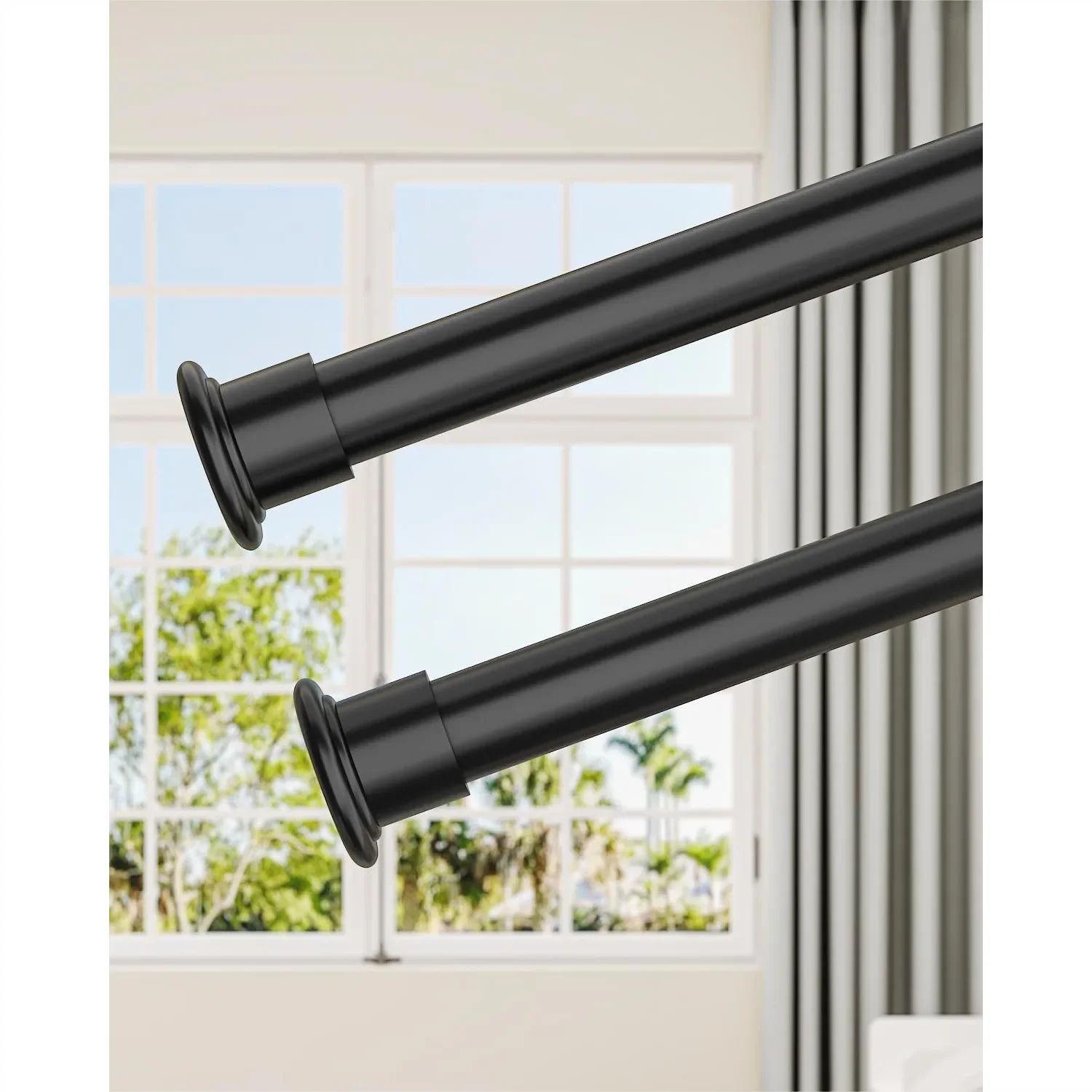 Tension Curtain Rod, 2 Sets 42-123 Inches, Heavy Duty Adjustable No Drill Window Rods for Blackout Curtains, Non Slip, Black
Tension Curtain Rod, 2 Sets 42-123 Inches, Heavy Duty Adjustable No Drill Window Rods for Blackout Curtains, Non Slip, Black