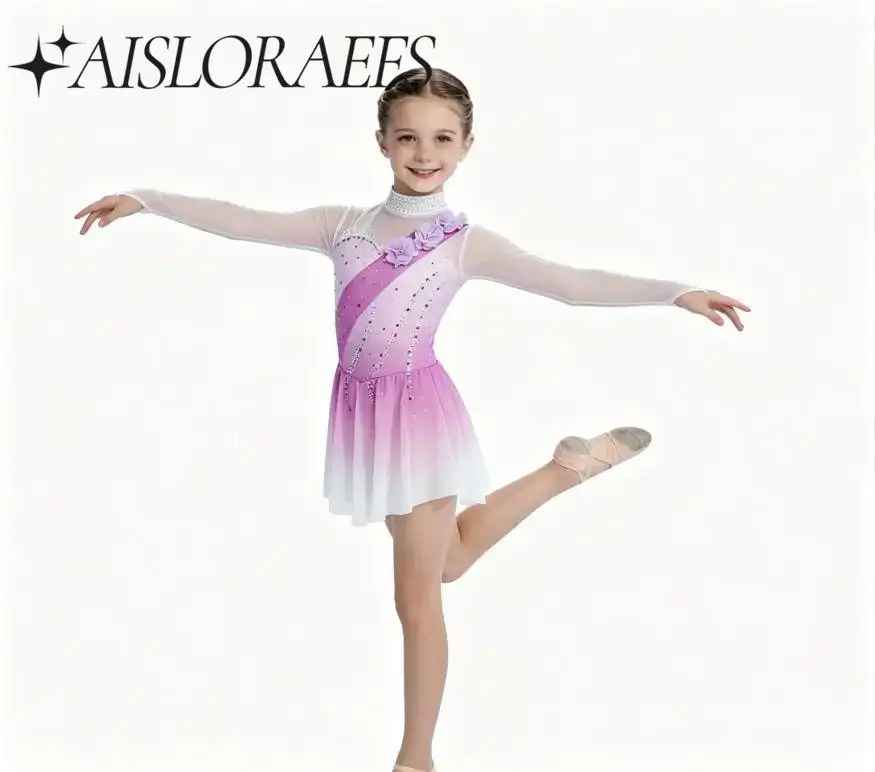 Little Girls Lyrical Dance Dress Long Sleeve Sheer Mesh Rhinestone Leotard for Figure Skating Gymnastics Stage Competition Wear
Little Girls Lyrical Dance Dress Long Sleeve Sheer Mesh Rhinestone Leotard for Figure Skating Gymnastics Stage Competition Wear
