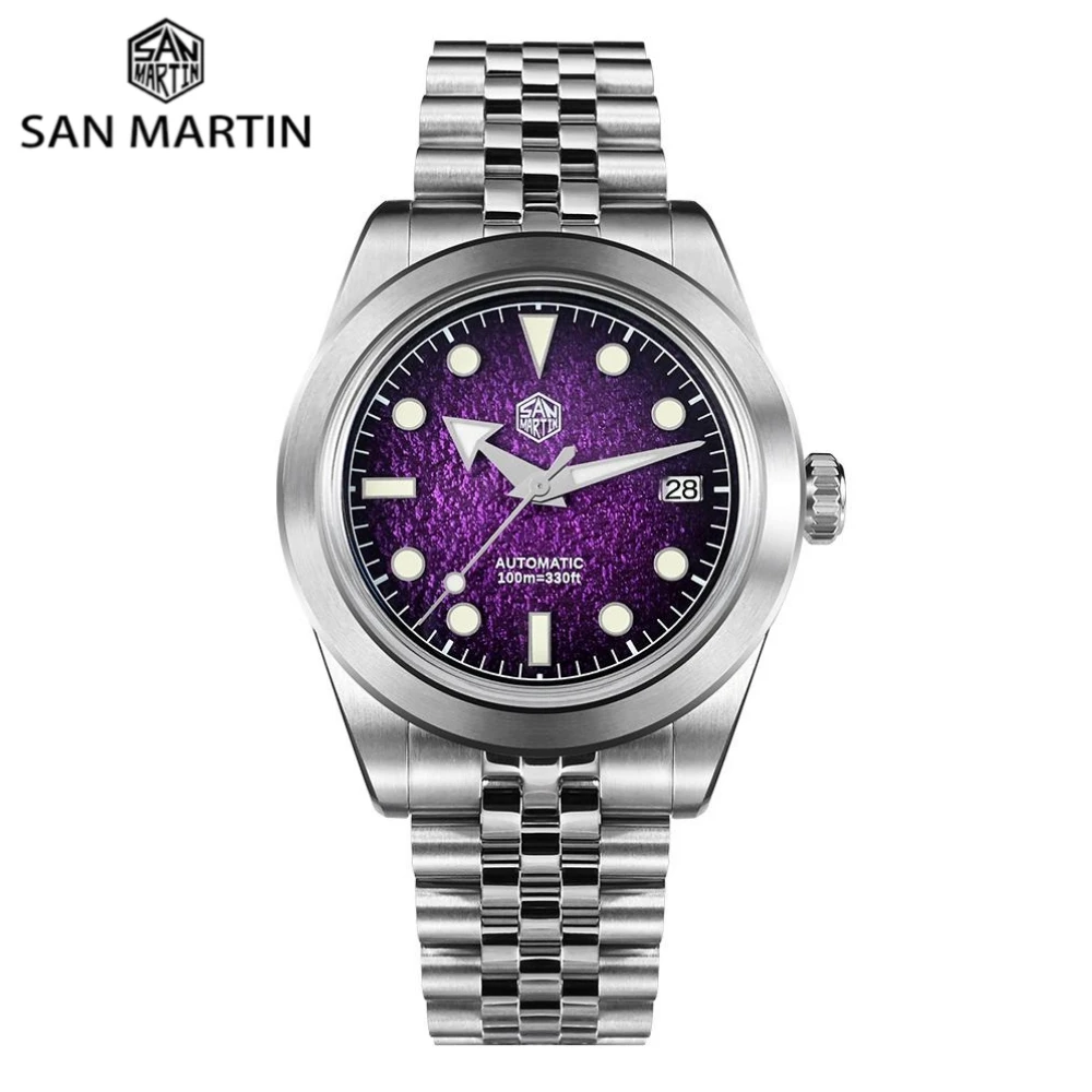 San Martin 39mm Gradient Color Oil Pressured Textures Dial NH35 Automatic Watches Men 3H Date BGW-X1 10Bar Reloj SN0053-1
San Martin 39mm Gradient Color Oil Pressured Textures Dial NH35 Automatic Watches Men 3H Date BGW-X1 10Bar Reloj SN0053-1