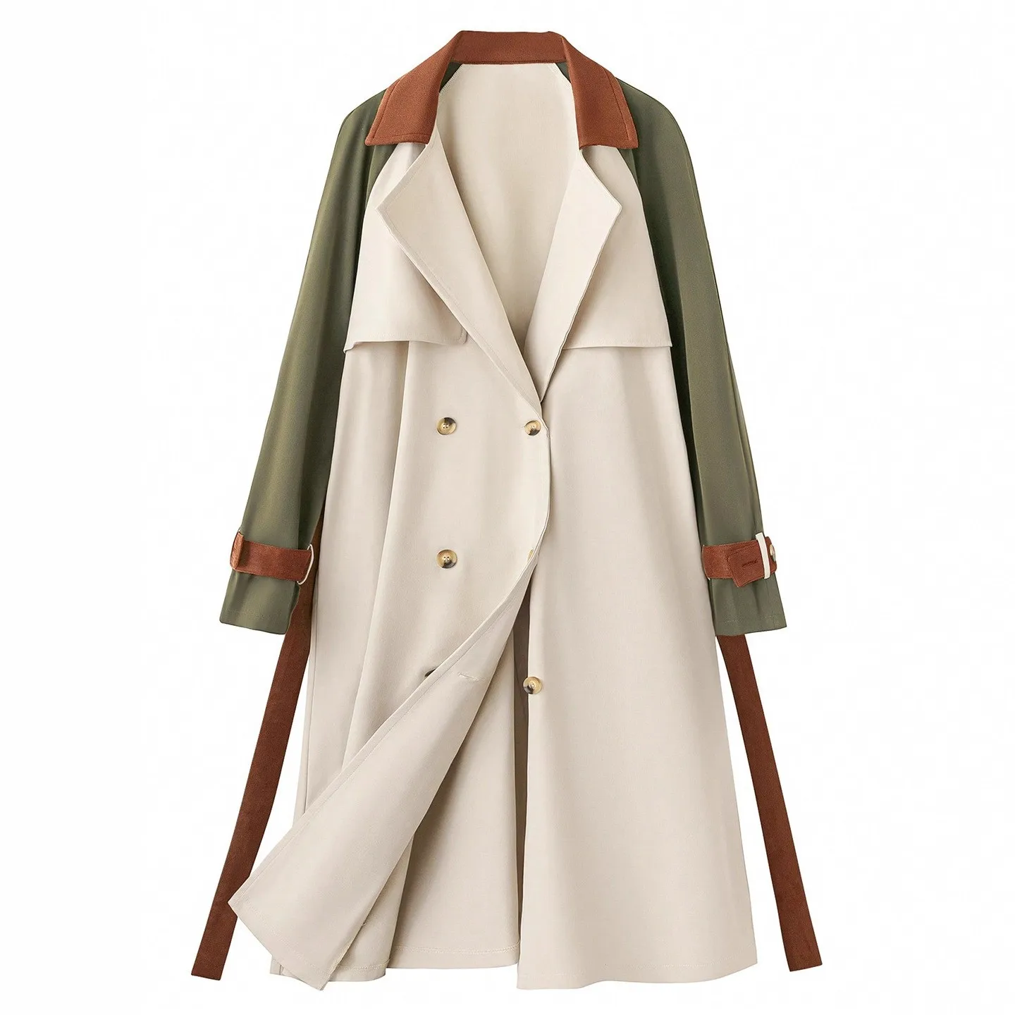 Women Trench Coat Notched Lapel Long Sleeve Double Breasted Trench Belted Waist Raincoat Olive Green Accent Waterproof Coat
Women Trench Coat Notched Lapel Long Sleeve Double Breasted Trench Belted Waist Raincoat Olive Green Accent Waterproof Coat