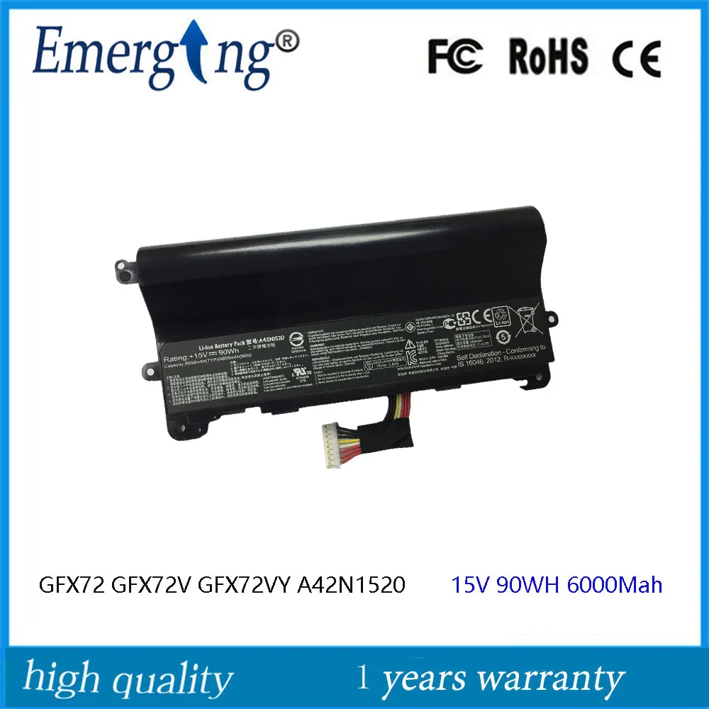 15 В 90 Втч A42N1520 Новый аккумулятор для ноутбука ASUS ROG G752VY GFX72 GFX72V GFX72VY
15 В 90 Втч A42N1520 Новый аккумулятор для ноутбука ASUS ROG G752VY GFX72 GFX72V GFX72VY