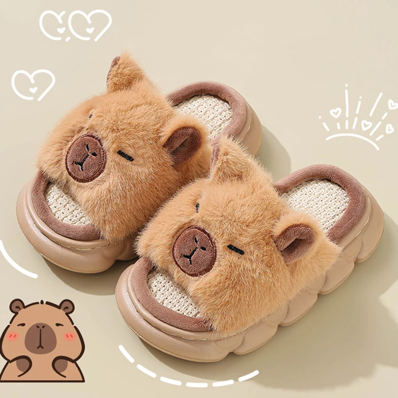 Lovely Capibala Linen Slippers for Children Four Seasons Thick Bottom Non Slip Home Slides Woman Comfortable Soft Sole Slippers
Lovely Capibala Linen Slippers for Children Four Seasons Thick Bottom Non Slip Home Slides Woman Comfortable Soft Sole Slippers