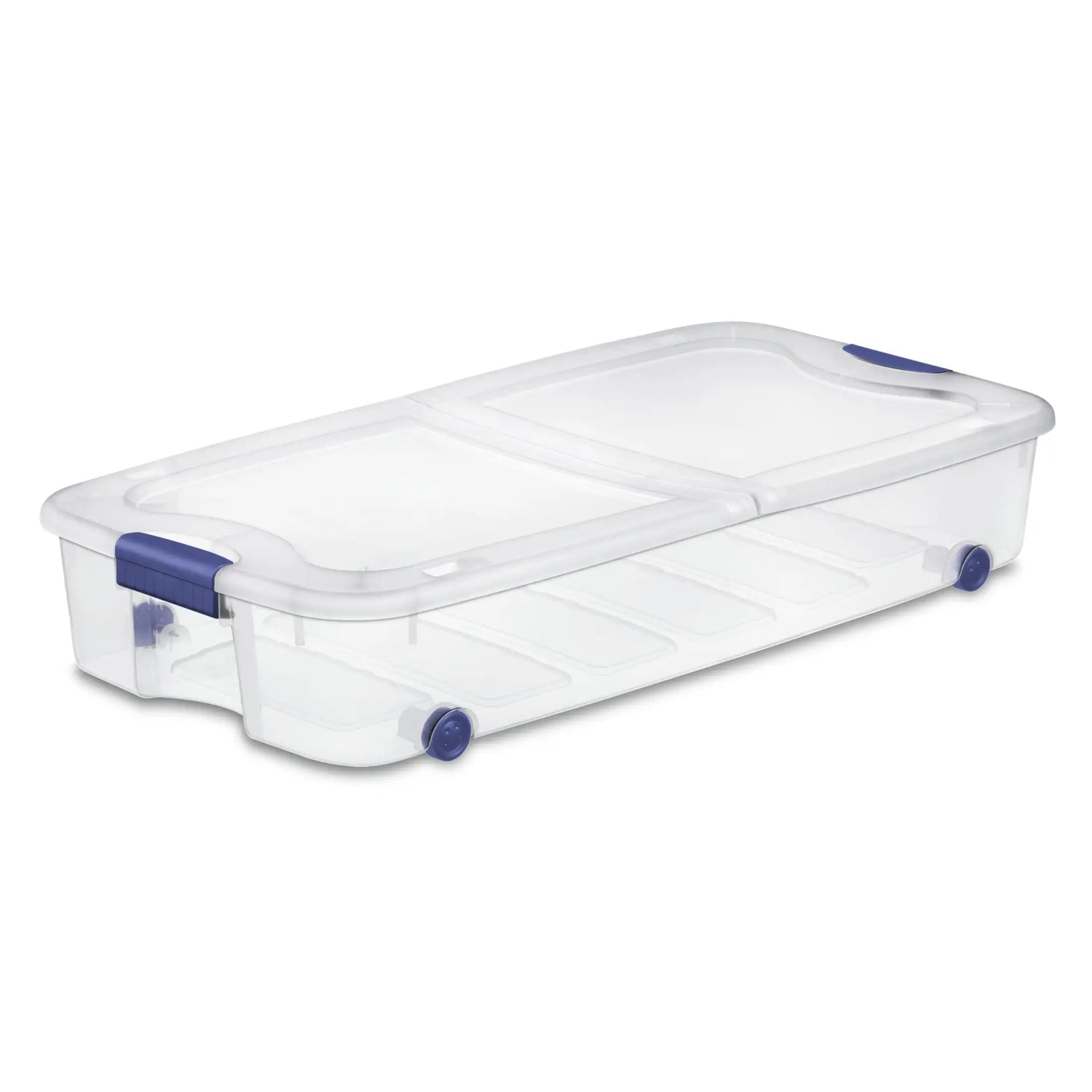 66 Quart Latching Underbed Wheeled Storage Bin, Clear Plastic Storage Container with Latch Lid, Blue
66 Quart Latching Underbed Wheeled Storage Bin, Clear Plastic Storage Container with Latch Lid, Blue