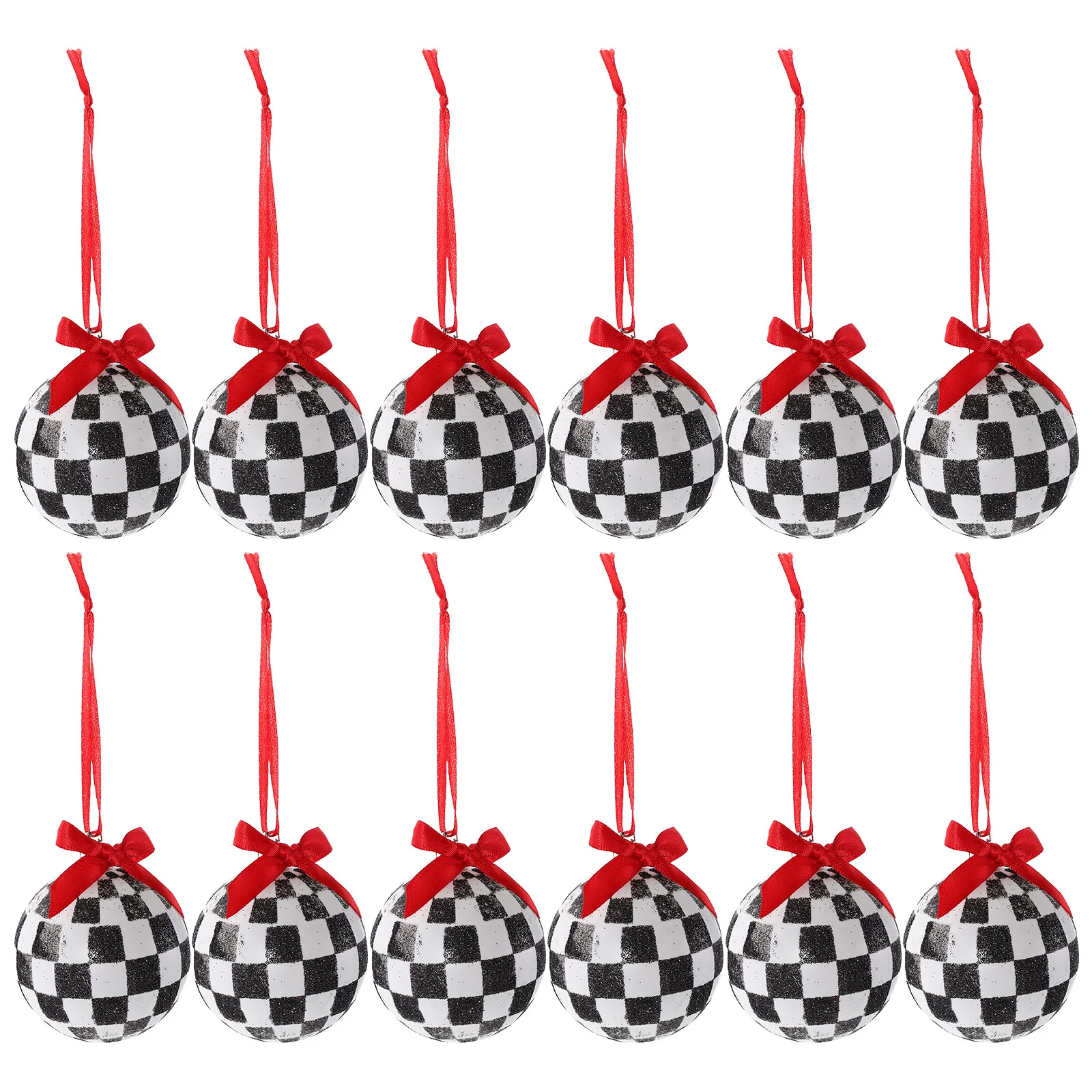 12 Pcs Black White Checkered Ornaments Christmas Ribbon Balls Decorations Tree Accessories and Bow Hanging
12 Pcs Black White Checkered Ornaments Christmas Ribbon Balls Decorations Tree Accessories and Bow Hanging