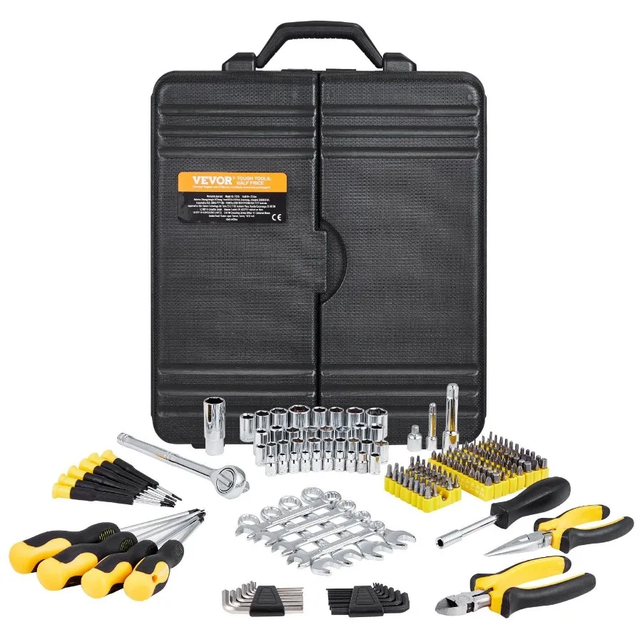 221-Piece Mechanics Tool Set with 1/4" and 3/8" Drive Sockets - SAE and Metric, Sockets Wrench Set, Car Repair Tools
221-Piece Mechanics Tool Set with 1/4" and 3/8" Drive Sockets - SAE and Metric, Sockets Wrench Set, Car Repair Tools