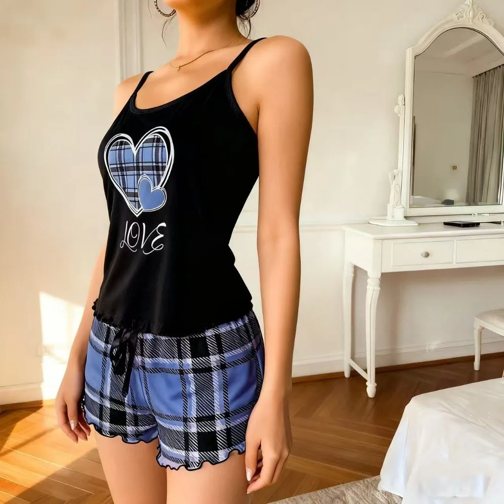 Fashion Love Heart Women's Pajamas Set Bowknot Homewear Two Piece Nightwear Comfortable Summer Cami Shorts Pajamas Women
Fashion Love Heart Women's Pajamas Set Bowknot Homewear Two Piece Nightwear Comfortable Summer Cami Shorts Pajamas Women
