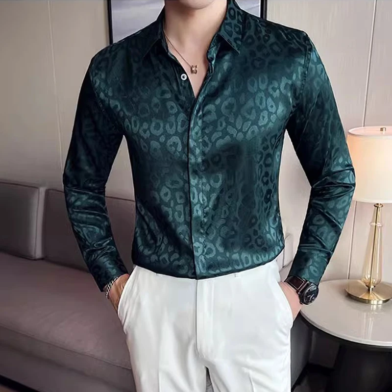 Autumn Leopard Print Silky Shirts Men Fashion Buttons Up Long Sleeve Men's Casual Shirt Night Club/party Slim Fit Chemise Homme
Autumn Leopard Print Silky Shirts Men Fashion Buttons Up Long Sleeve Men's Casual Shirt Night Club/party Slim Fit Chemise Homme