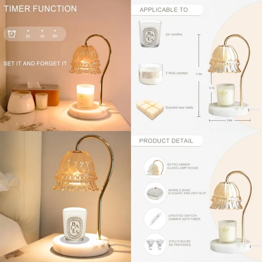 Candle Warmer Lamp with Timer and Dimmer, Electric Candle Lamp Warmer with 2 Bulbs for Scented Candle, Home Decor Gift for Her,
Candle Warmer Lamp with Timer and Dimmer, Electric Candle Lamp Warmer with 2 Bulbs for Scented Candle, Home Decor Gift for Her,