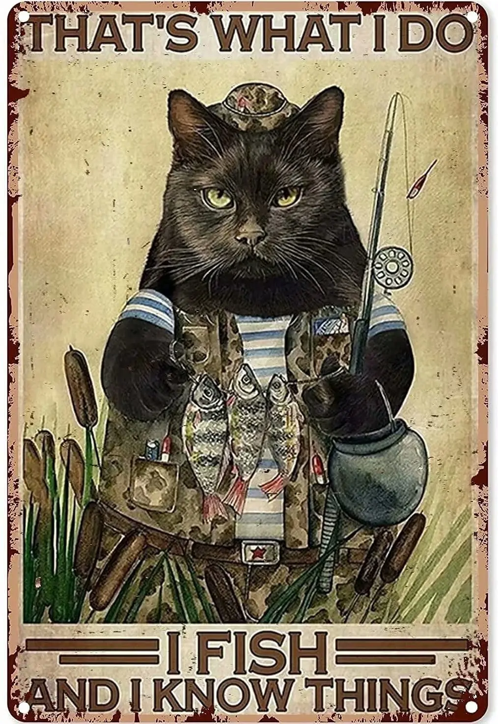 Black Cat That'S What I Do I Fish And I Know Things Vintage metal Hanging Plaque Wall Decor For Home Bar Club Cafe Bedroom L
Black Cat That'S What I Do I Fish And I Know Things Vintage metal Hanging Plaque Wall Decor For Home Bar Club Cafe Bedroom L