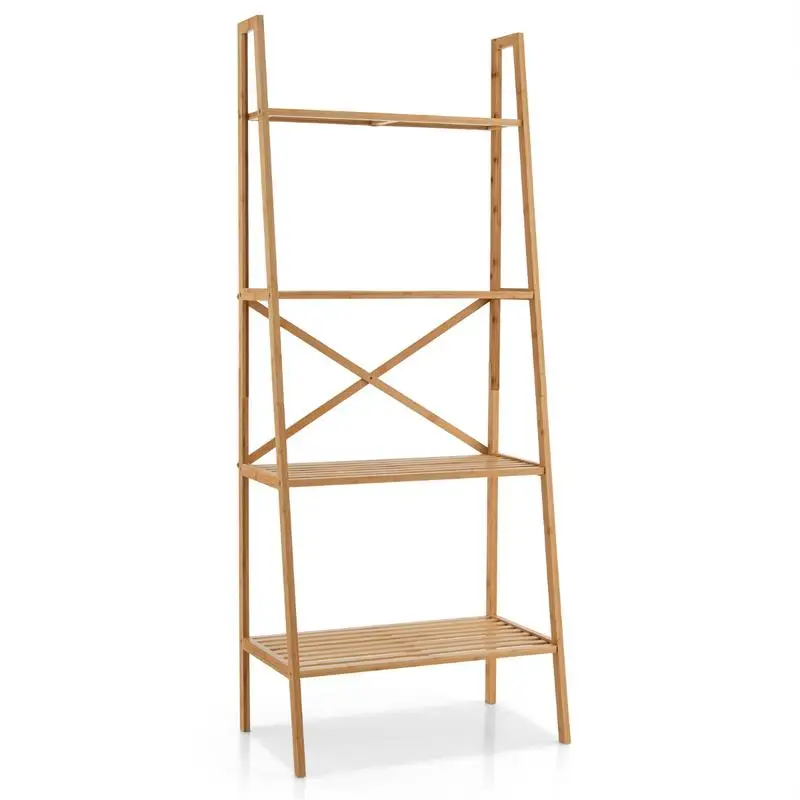 58 Inch 4-Tier Bamboo Ladder Bookshelf-Naturala
58 Inch 4-Tier Bamboo Ladder Bookshelf-Naturala