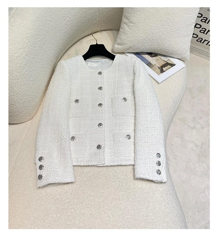 2023 Autumn France Style Women's High Quality White O-neck Tweed Jackets Pockets Short Coat F009
2023 Autumn France Style Women's High Quality White O-neck Tweed Jackets Pockets Short Coat F009