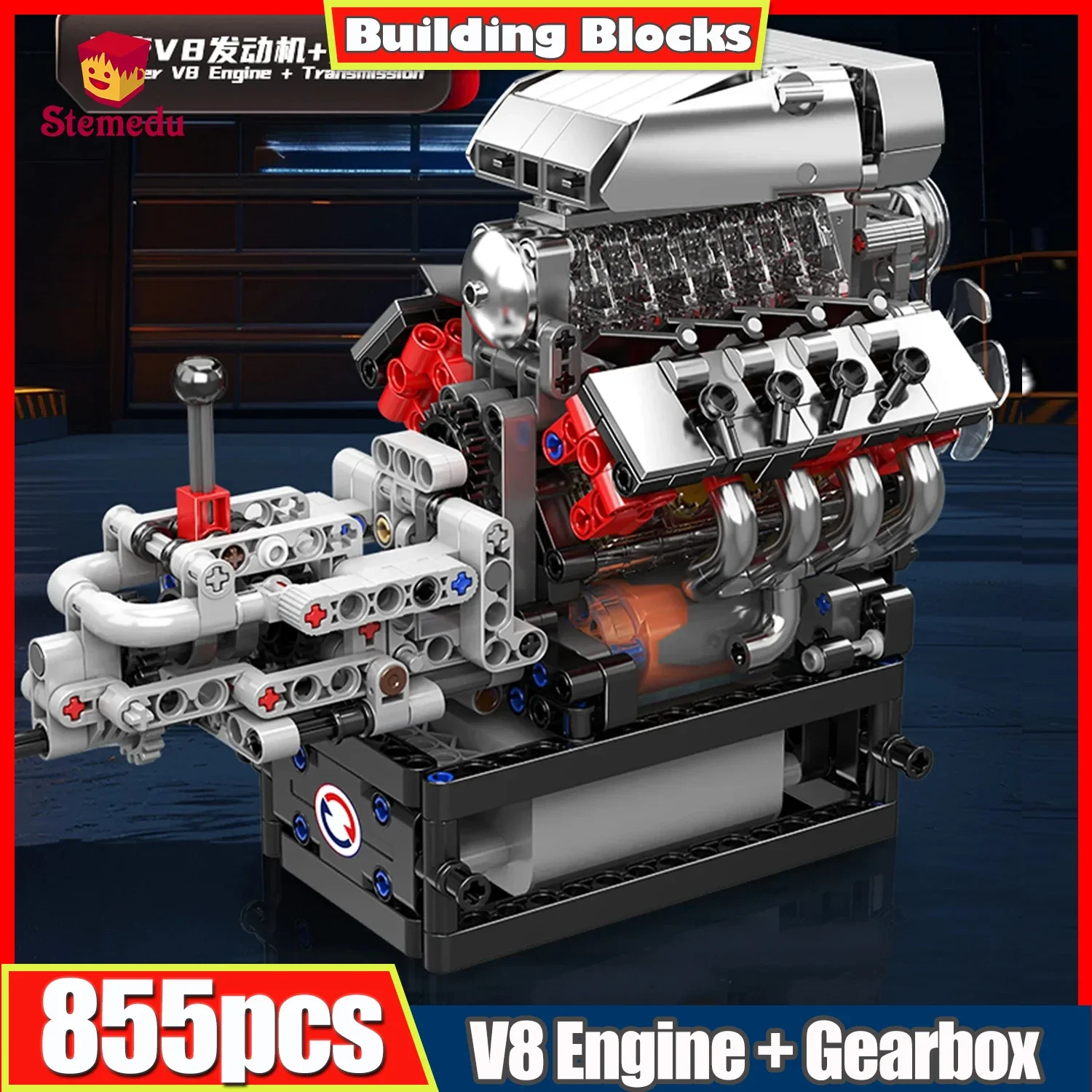 Mould King 10225 Dodge V8 Engine Model - 855PCS Building Kit with Transmission, Perfect Gift for Car Lovers & STEM Enthusiasts 
Mould King 10225 Dodge V8 Engine Model - 855PCS Building Kit with Transmission, Perfect Gift for Car Lovers & STEM Enthusiasts