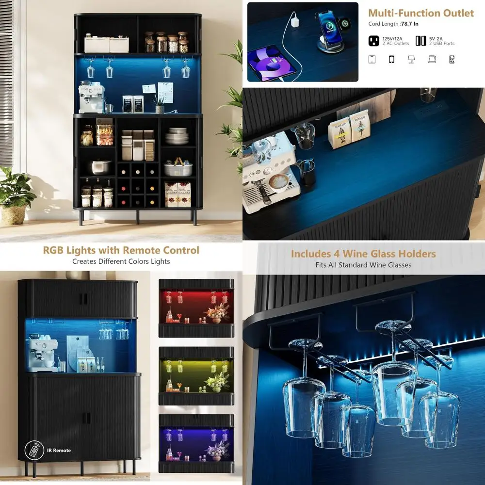 Винный шкаф-бар высотой 71 дюйм с местом для хранения, кофейный шкаф-бар из рифленого дерева со светодиодной подсветкой, современный шкаф для напитков для дома с вином
Винный шкаф-бар высотой 71 дюйм с местом для хранения, кофейный шкаф-бар из рифленого дерева со светодиодной подсветкой, современный шкаф для напитков для дома с вином