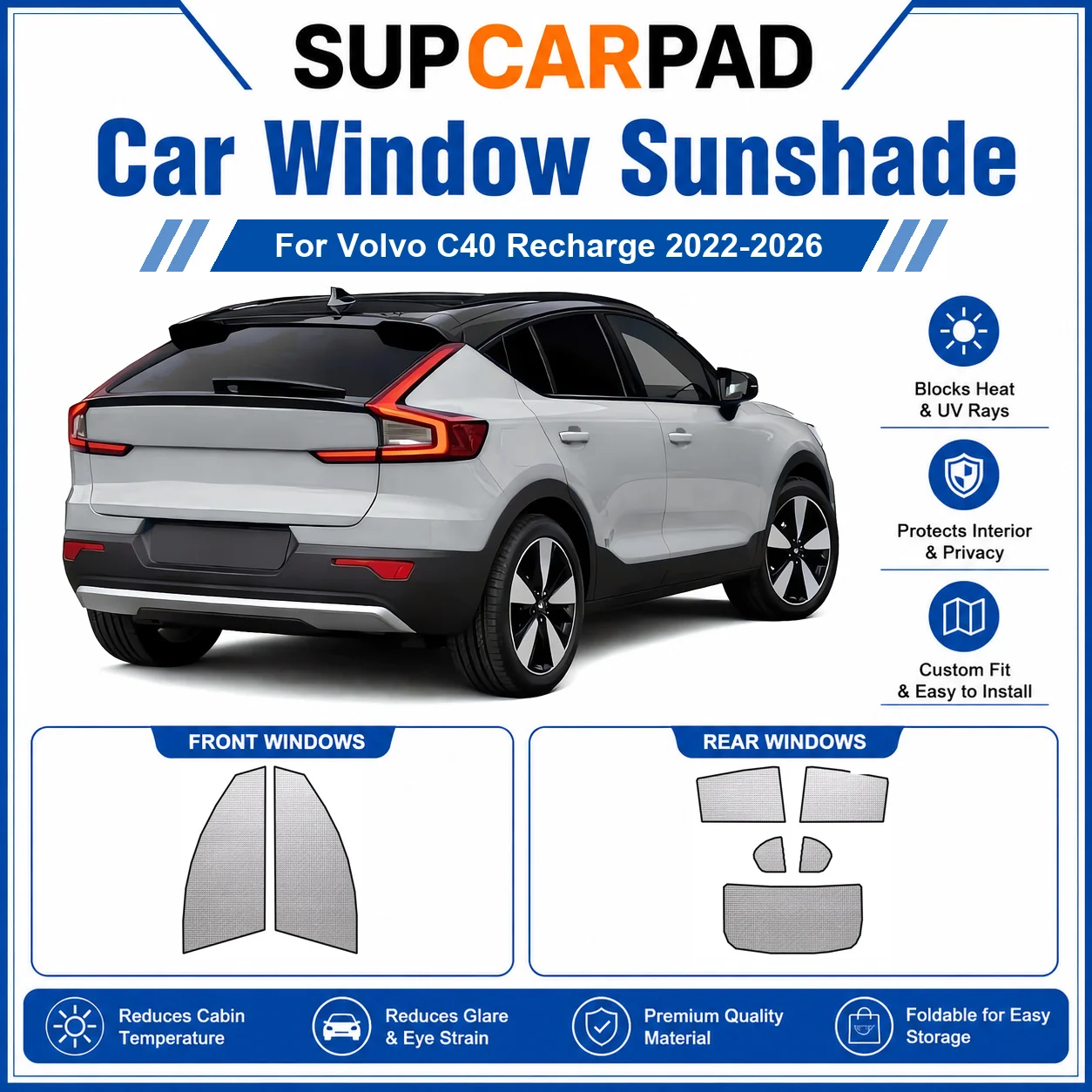 For Volvo - Volvo C40 Recharge 2022-2026 Full Set Car Window Sunshades UV Block Privacy Heat Insulated Foldable Car Curtain
For Volvo - Volvo C40 Recharge 2022-2026 Full Set Car Window Sunshades UV Block Privacy Heat Insulated Foldable Car Curtain