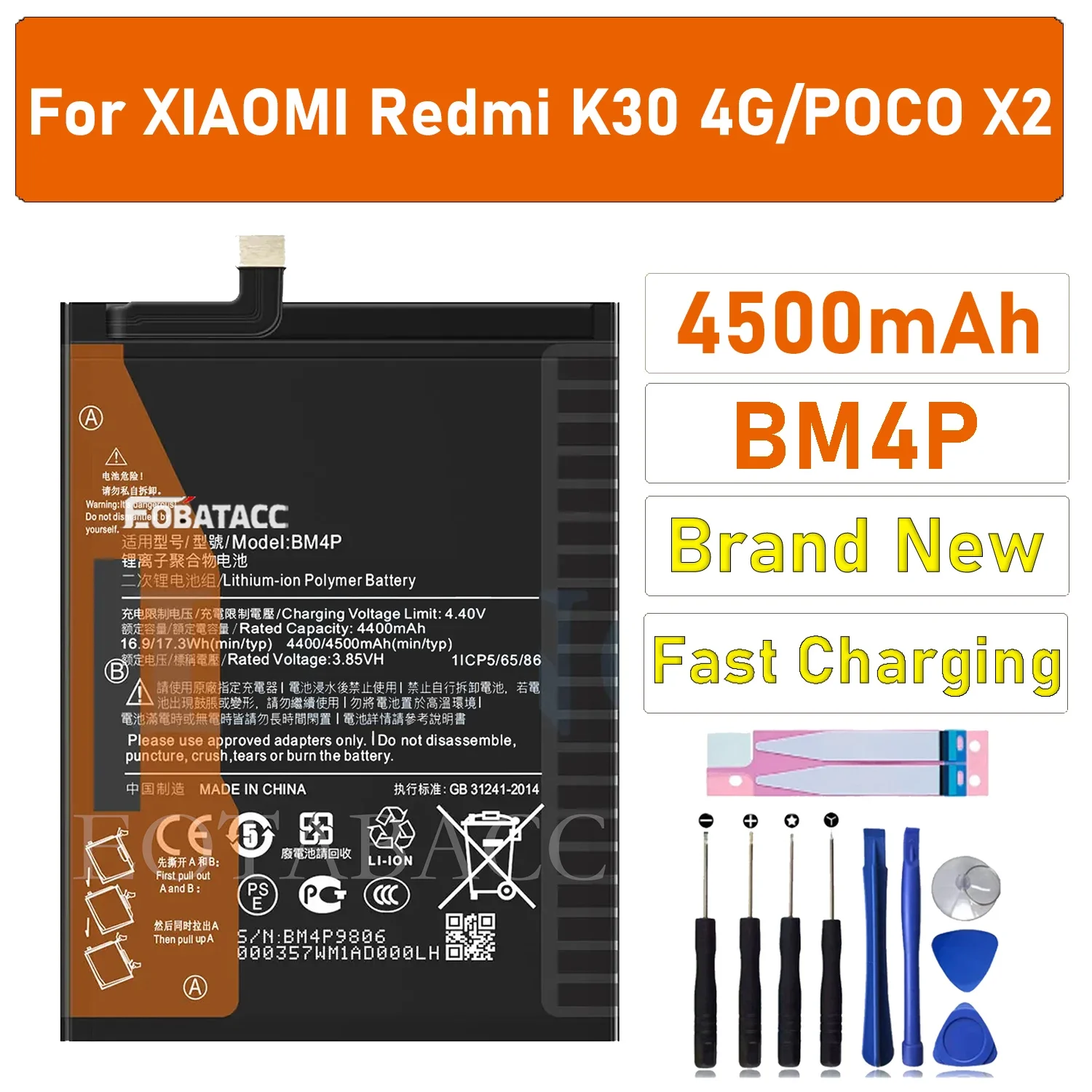 100% Original Replacement Phone Battery BM4P 4500mAh For Xiaomi Redmi K30 / Redmi K30i (4G/5G) Bateria
100% Original Replacement Phone Battery BM4P 4500mAh For Xiaomi Redmi K30 / Redmi K30i (4G/5G) Bateria