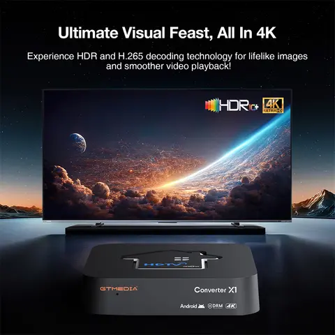 GTMEDIA HDTV Converter X1 4K HDR TV BOX Decoder Support ATSC 3.0 DVR Recording With Dual Band Wifi And Dolby Audio Best for US