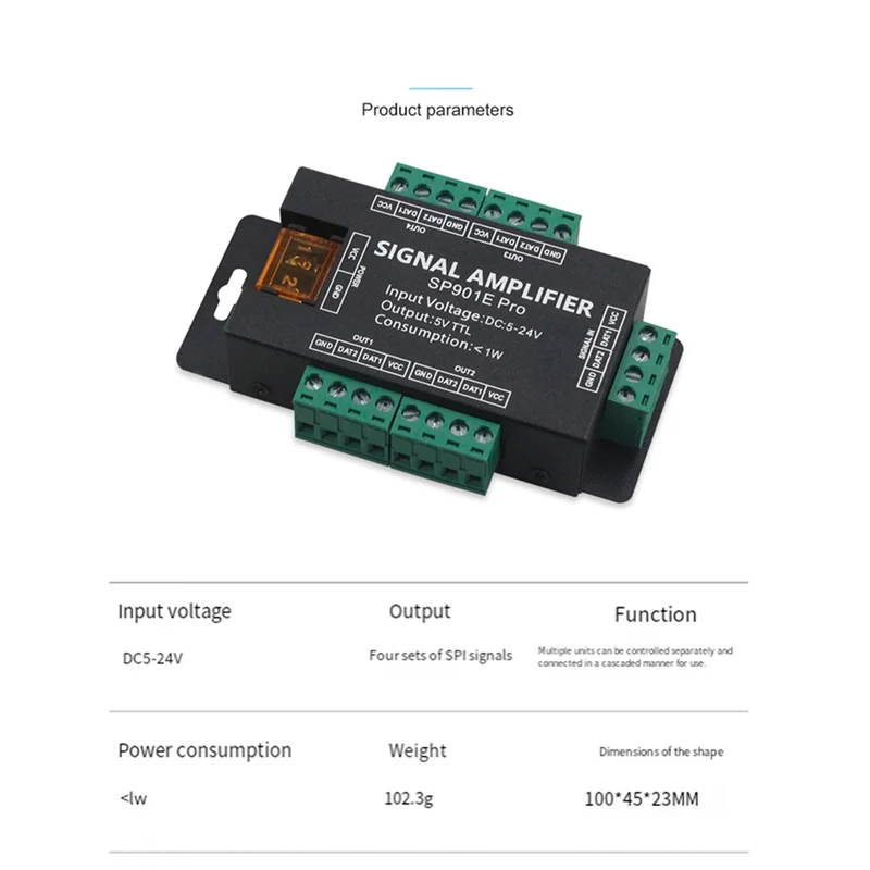 M18K-SP901E Pro Усилитель сигнала SPI для WS2811/для WS2812B 2812 Светодиодная лента DC5V-24V Пиксельное управление IC Диммер сигнала
M18K-SP901E Pro Усилитель сигнала SPI для WS2811/для WS2812B 2812 Светодиодная лента DC5V-24V Пиксельное управление IC Диммер сигнала