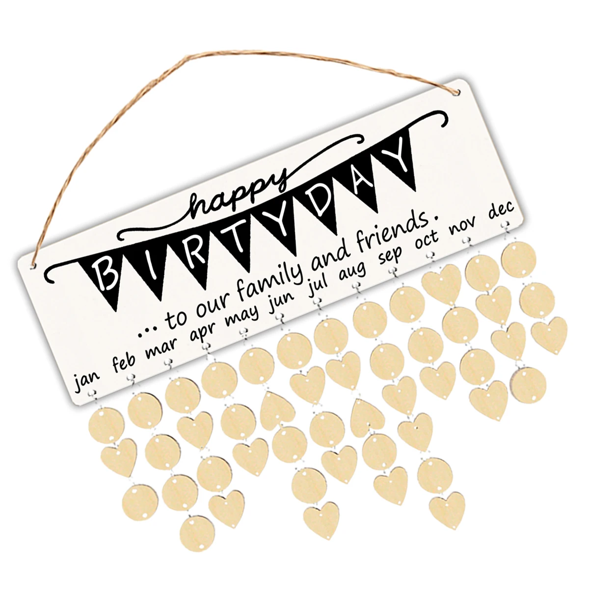 1 шт., деревянная доска для напоминаний о дне рождения, подвесной календарь, украшения «сделай сам», многоразовые украшения для дома, офиса, отеля, натуральная пеньковая веревка, круглая 
1 шт., деревянная доска для напоминаний о дне рождения, подвесной календарь, украшения «сделай сам», многоразовые украшения для дома, офиса, отеля, натуральная пеньковая веревка, круглая