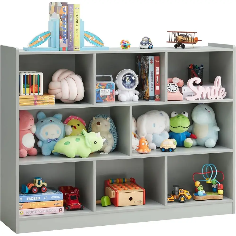 3-Tier 8-Section Wooden Bookshelf with Anti-Tip, Storage Organizer for Living Room, Classroom, Kids' Room (Grey)
3-Tier 8-Section Wooden Bookshelf with Anti-Tip, Storage Organizer for Living Room, Classroom, Kids' Room (Grey)