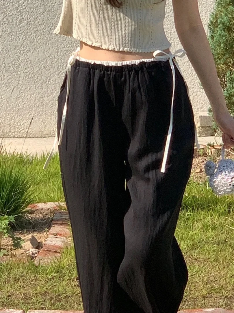 High Waist Wide Leg Casual Pants Women's Summer Fashion Knot Tie Splicing Pants Korean Style Ladies' Premium Clothing
High Waist Wide Leg Casual Pants Women's Summer Fashion Knot Tie Splicing Pants Korean Style Ladies' Premium Clothing