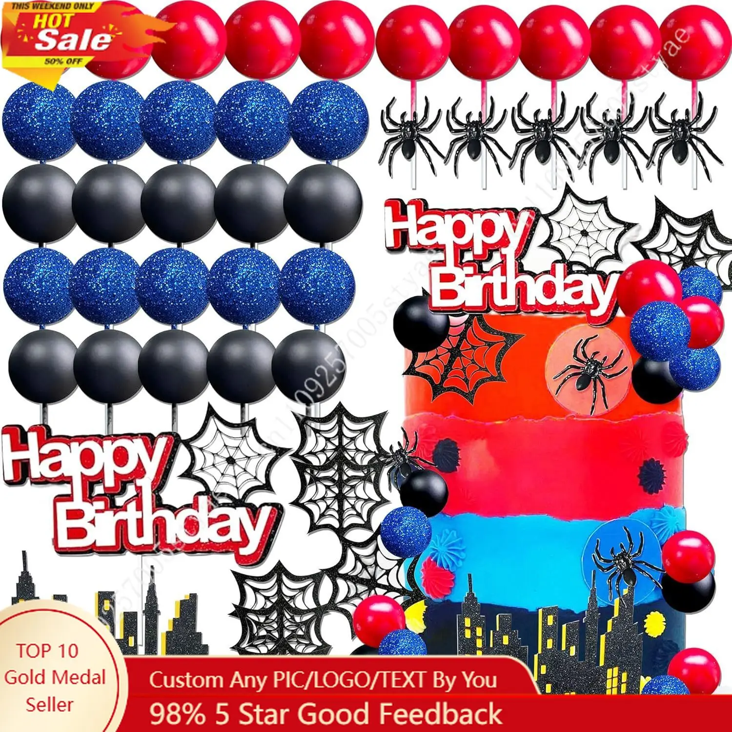 Spider Man Cake Decorations Set with Spider Tennis Star Castle Superhero Characters Birthday Cosplay Party Insert Label Piece
Spider Man Cake Decorations Set with Spider Tennis Star Castle Superhero Characters Birthday Cosplay Party Insert Label Piece