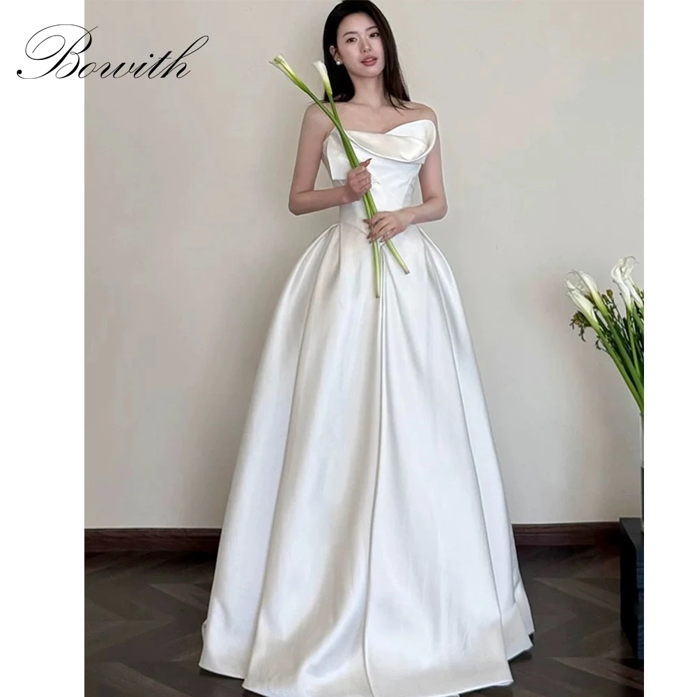 Bowith Korean Wedding Dresses A-Line Satin Strapless Corset Bridal Gown Simple Elegant Wedding Snap Dresses
Bowith Korean Wedding Dresses A-Line Satin Strapless Corset Bridal Gown Simple Elegant Wedding Snap Dresses