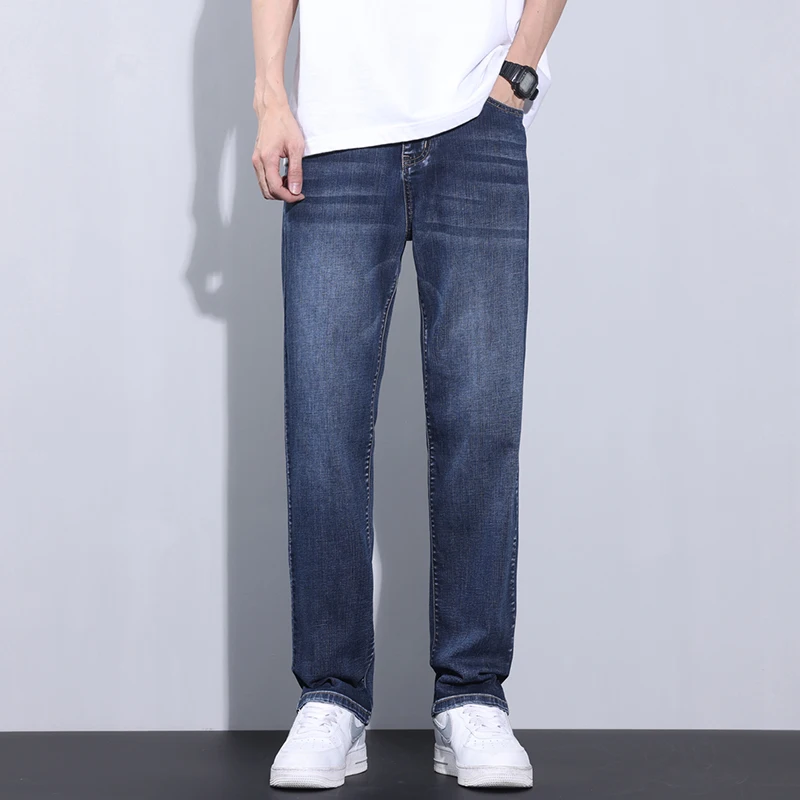 2025 Summer Thin Loose Straight Jeans Cotton Male Simple Fashionable Comfortable Stretch Denim Trousers for Men Dark Blue
2025 Summer Thin Loose Straight Jeans Cotton Male Simple Fashionable Comfortable Stretch Denim Trousers for Men Dark Blue