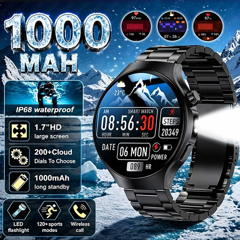 New Outdoor Smart Watch 1000mAh Battery Multiple Sport Modes AI Voice LED Flashlight Message Push Health Monitoring Smart Watch
New Outdoor Smart Watch 1000mAh Battery Multiple Sport Modes AI Voice LED Flashlight Message Push Health Monitoring Smart Watch