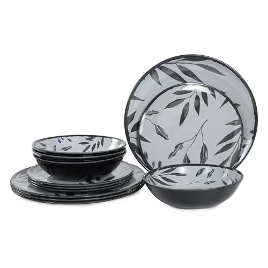 12pcs Melamine Dinnerware Set - Service for 4 Melamine Plates and Bowls Set, Unbreakable Dinner Salad Dessert Plate, Cereal Bow
12pcs Melamine Dinnerware Set - Service for 4 Melamine Plates and Bowls Set, Unbreakable Dinner Salad Dessert Plate, Cereal Bow