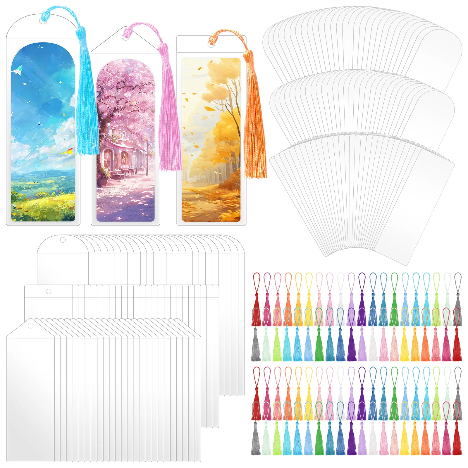 60Sets Craft Paper Blank Bookmarks with Tassels & Clear Sleeves Painting DIY Book Mark Multi-Purpose Handmade Paper Bookmarks
60Sets Craft Paper Blank Bookmarks with Tassels & Clear Sleeves Painting DIY Book Mark Multi-Purpose Handmade Paper Bookmarks