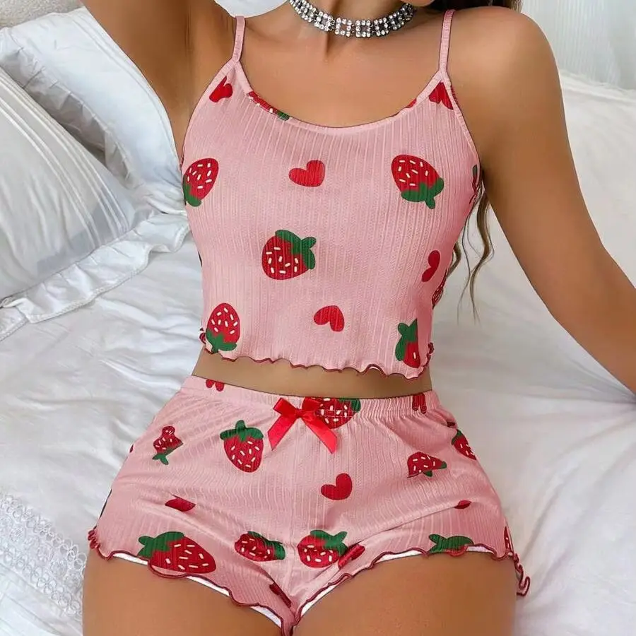 Summer Women’s 2PCS Heart Print Pajama Set, Sleeveless Crop Top and Shorts Soft Comfy Sleepwear Loungewear for Summer Nightwear
Summer Women’s 2PCS Heart Print Pajama Set, Sleeveless Crop Top and Shorts Soft Comfy Sleepwear Loungewear for Summer Nightwear
