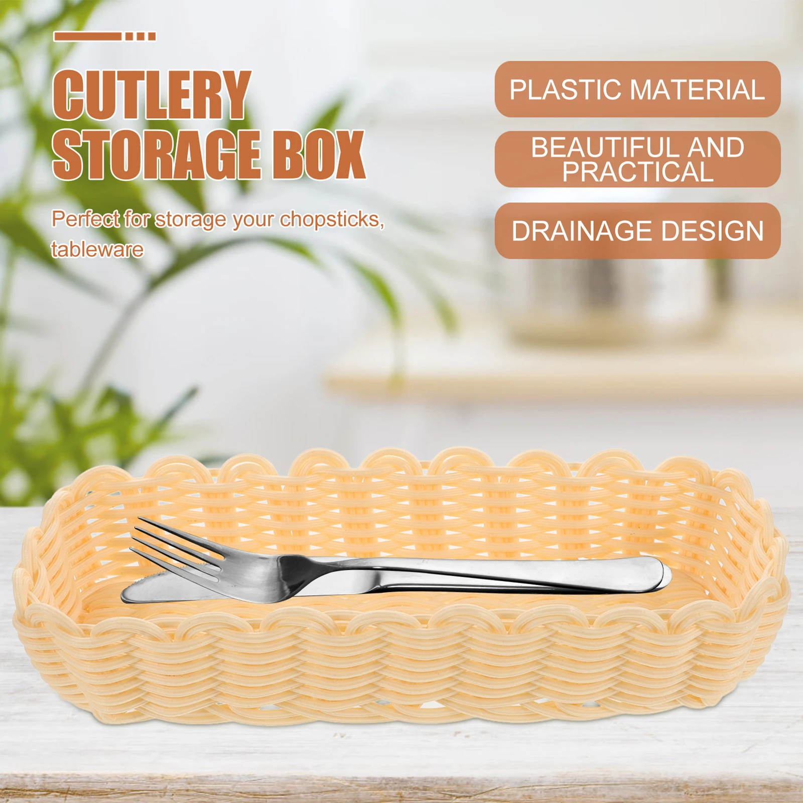 Drained Chopstick Basket Tableware Storage Rectangular Woven Cutlery Holder Imitation Rattan Kitchen Organizer Silverware Box 
Drained Chopstick Basket Tableware Storage Rectangular Woven Cutlery Holder Imitation Rattan Kitchen Organizer Silverware Box