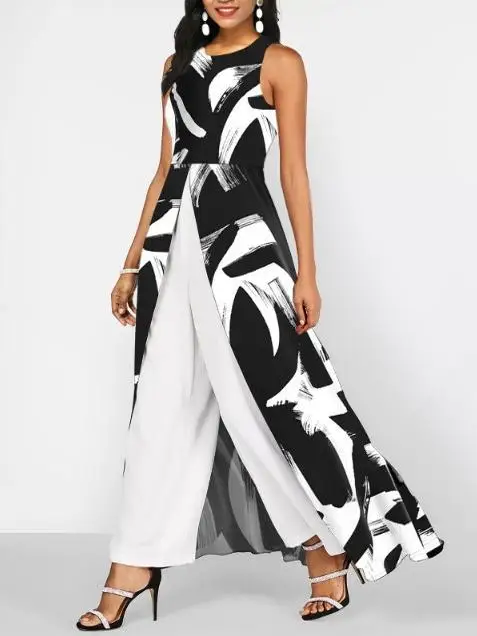 Wide Leg Long Pants High Waist A-Line Skirt Design Sleeveless Color Block Women's One-Piece Suit Fashionable Summer Outfit
Wide Leg Long Pants High Waist A-Line Skirt Design Sleeveless Color Block Women's One-Piece Suit Fashionable Summer Outfit