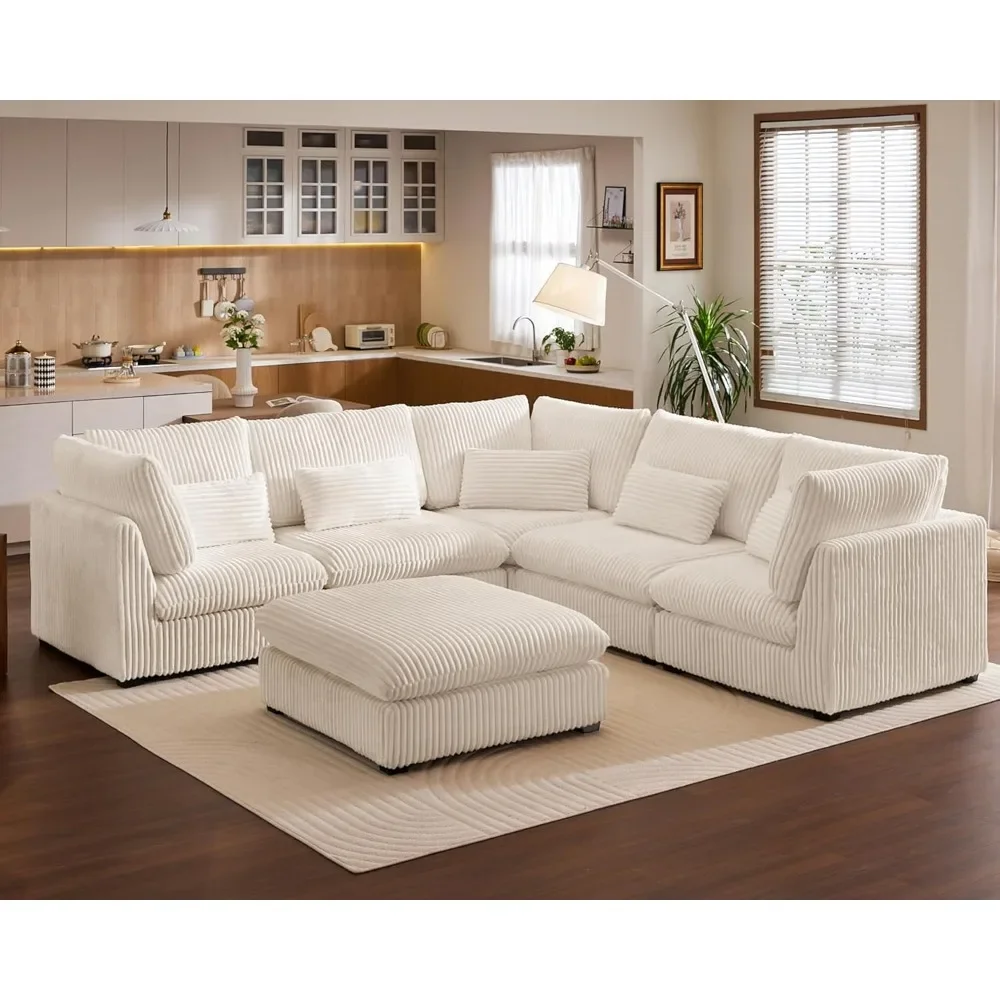 Oversized Modular Sofa, 160" Corduroy Wide Seat Sectional , Shaped Couches Modern Comfy Fluffy Cushion Sleeper Sofa Bed,
Oversized Modular Sofa, 160" Corduroy Wide Seat Sectional , Shaped Couches Modern Comfy Fluffy Cushion Sleeper Sofa Bed,
