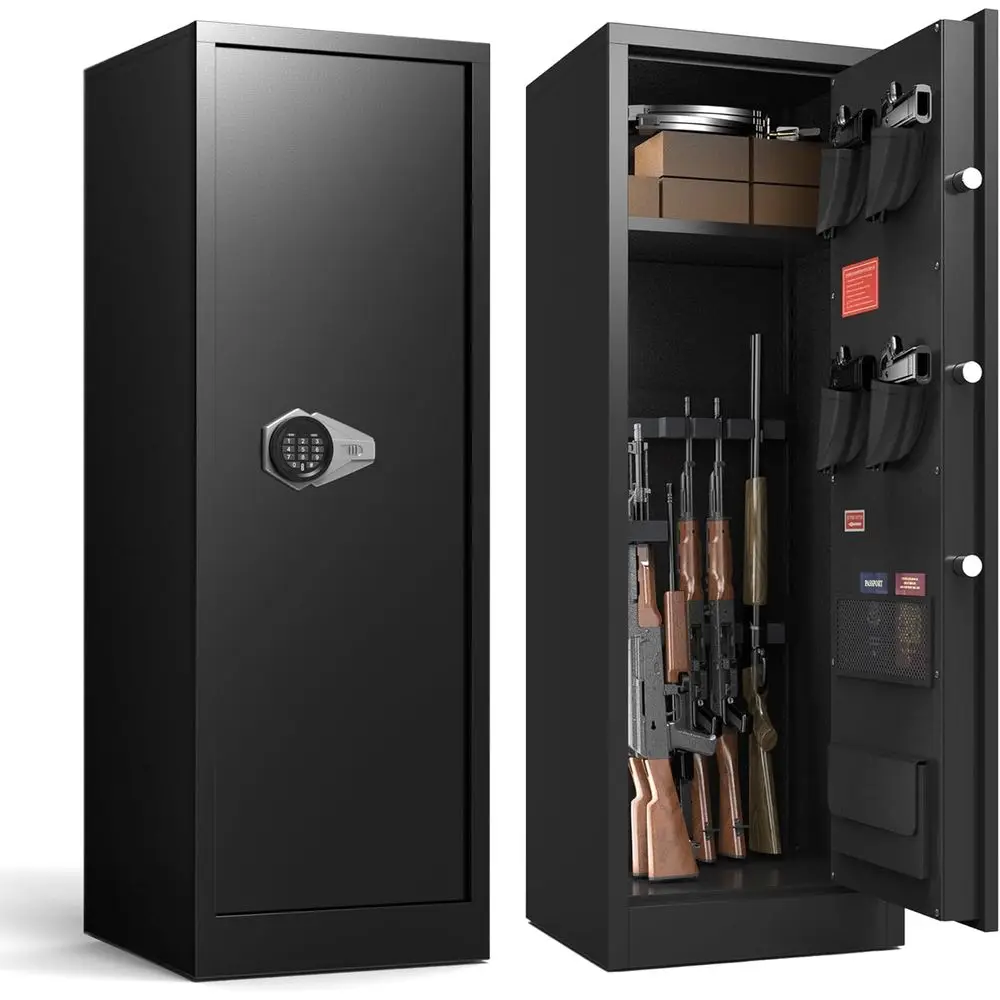 Secure Storage for Firearms: Rifle and Pistol Safe with Alarm, Adjustable Shelves, and Quick Access Features