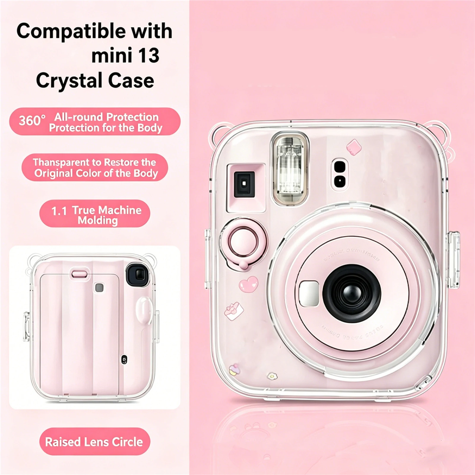 For Instax Mini 13 Crystal Transparent Hard Case PC Cover 360 Protection Raised Lens Guard Shockproof Scratch Resistant Cover
For Instax Mini 13 Crystal Transparent Hard Case PC Cover 360 Protection Raised Lens Guard Shockproof Scratch Resistant Cover