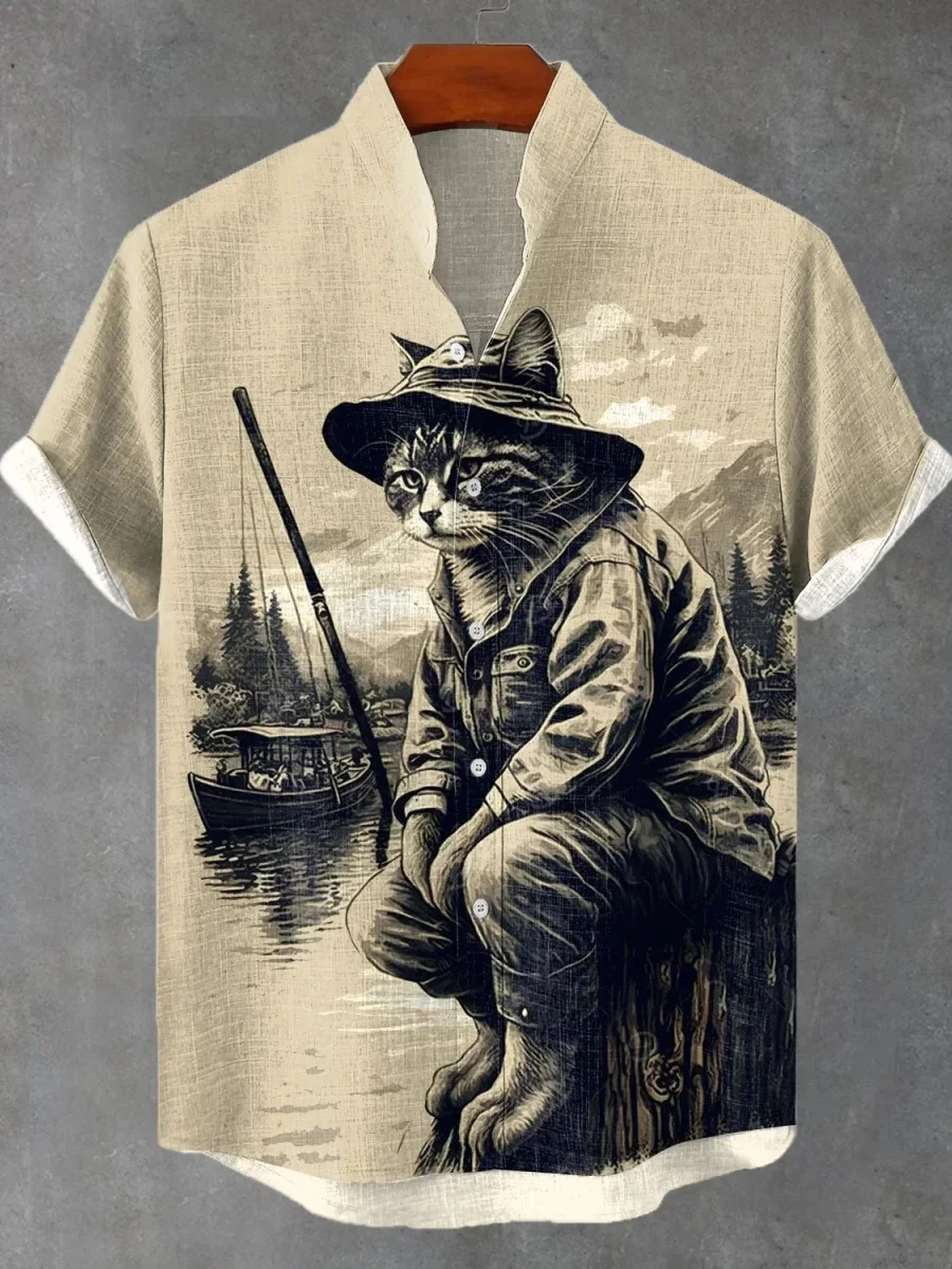 2025 new linen comfortable fabric casual style retro pattern printed men's short-sleeved shirt casual wear button top
2025 new linen comfortable fabric casual style retro pattern printed men's short-sleeved shirt casual wear button top