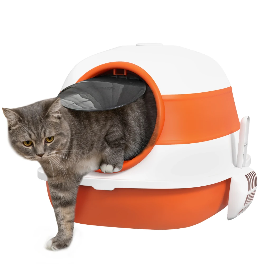 PawHut Cat Litter Box with Lid, Covered Litter Box w/ High Sides, Air Freshener, Large Two-Way Entrance Kitty Litter Box, Foldable, Easy Clean, Orange, and Black
PawHut Cat Litter Box with Lid, Covered Litter Box w/ High Sides, Air Freshener, Large Two-Way Entrance Kitty Litter Box, Foldable, Easy Clean, Orange, and Black