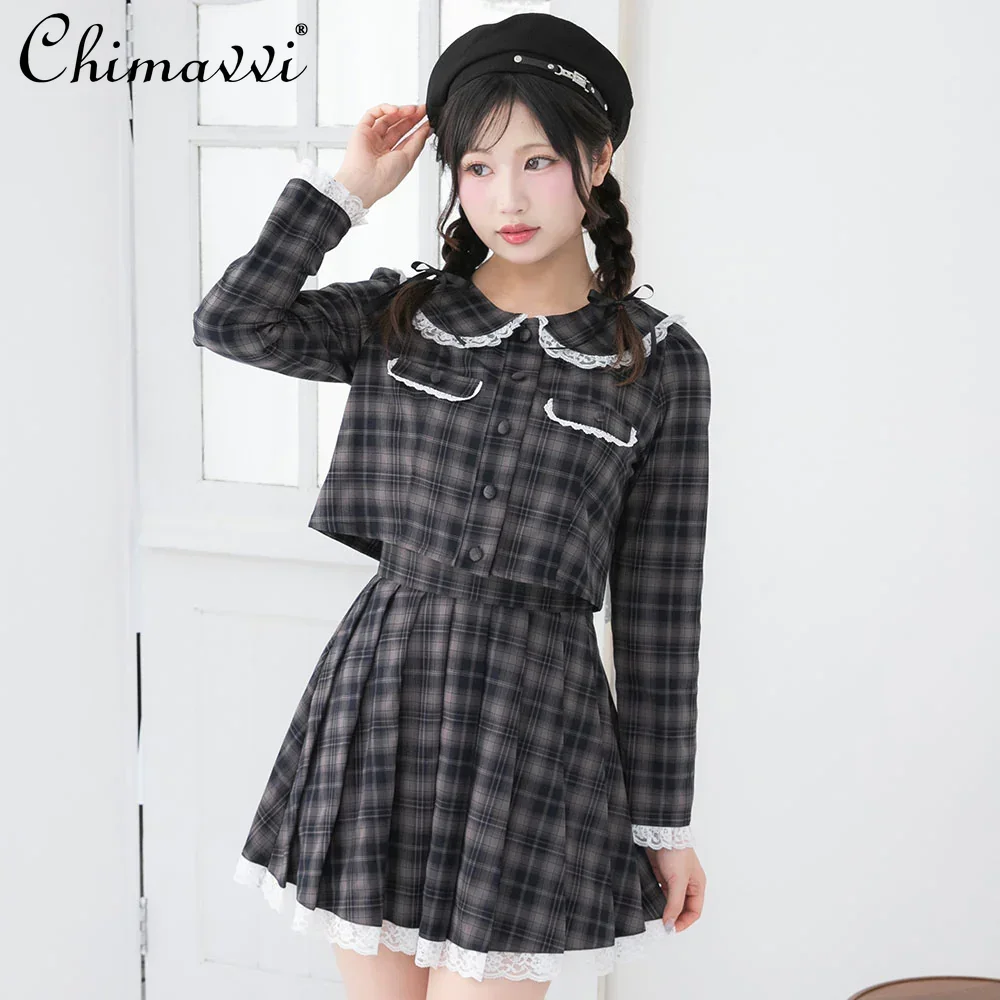 2025 Spring New Japanese Sweet Cute Lolita Two-piece Set Long-sleeved Slim Short Top and Skirt Lace Edge Girls Y2k Outfits
2025 Spring New Japanese Sweet Cute Lolita Two-piece Set Long-sleeved Slim Short Top and Skirt Lace Edge Girls Y2k Outfits