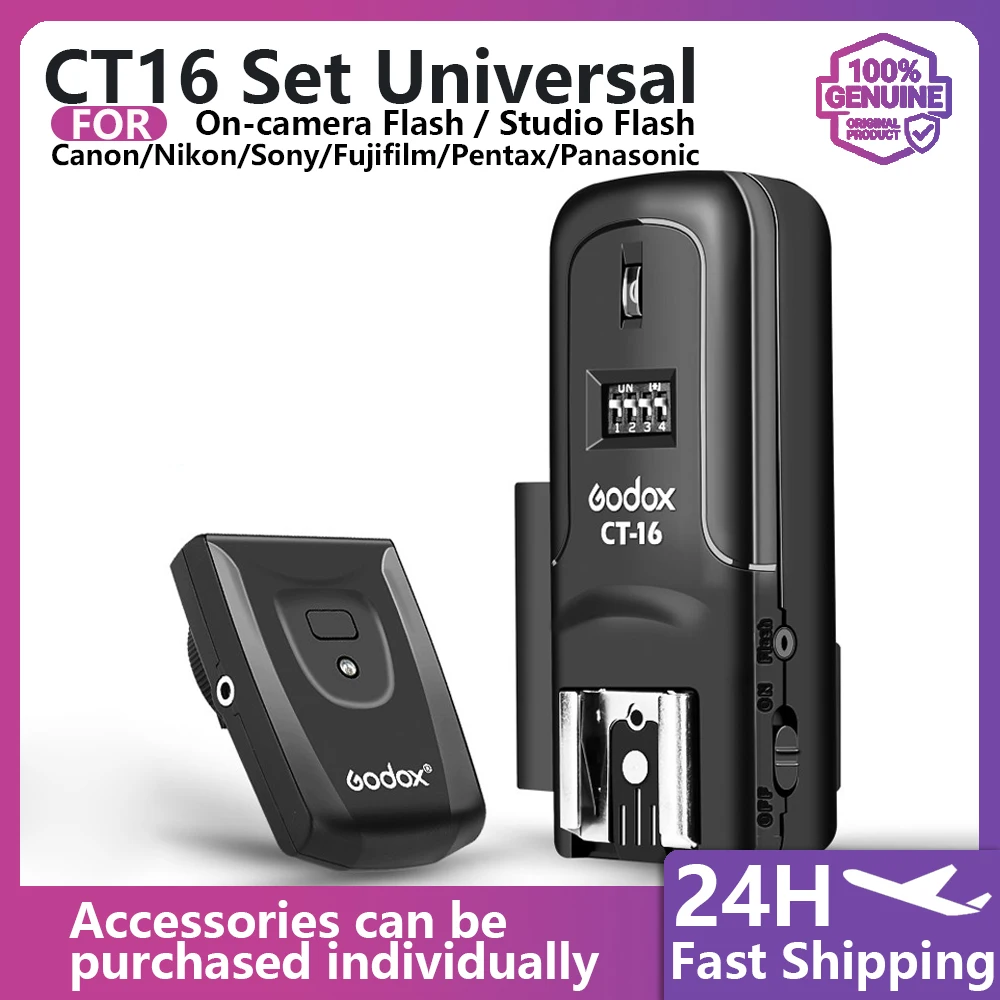 CT-16 Flash Trigger, Wireless Hot Shoe Receiver for Studio Lights & On-Camera Flashes, Universal Compatible with Canon, So
CT-16 Flash Trigger, Wireless Hot Shoe Receiver for Studio Lights & On-Camera Flashes, Universal Compatible with Canon, So