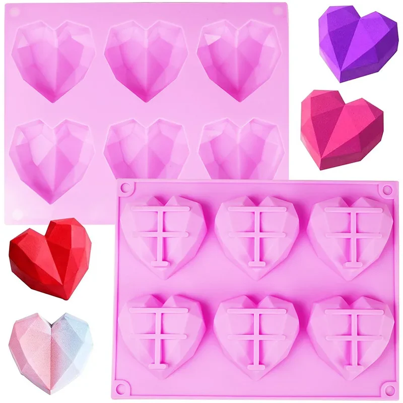 Heart Silicone Molds 3D Diamond Heart Silicone Molds for Soap Making Baking Chocolate Cake Pop Mousse Mould Birthday Party Gift
Heart Silicone Molds 3D Diamond Heart Silicone Molds for Soap Making Baking Chocolate Cake Pop Mousse Mould Birthday Party Gift