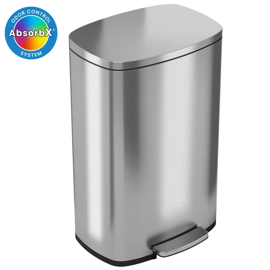 Office and bathroom step trash can, stainless steel, silver, touchless softstep operation, 5 liter capacity
Office and bathroom step trash can, stainless steel, silver, touchless softstep operation, 5 liter capacity