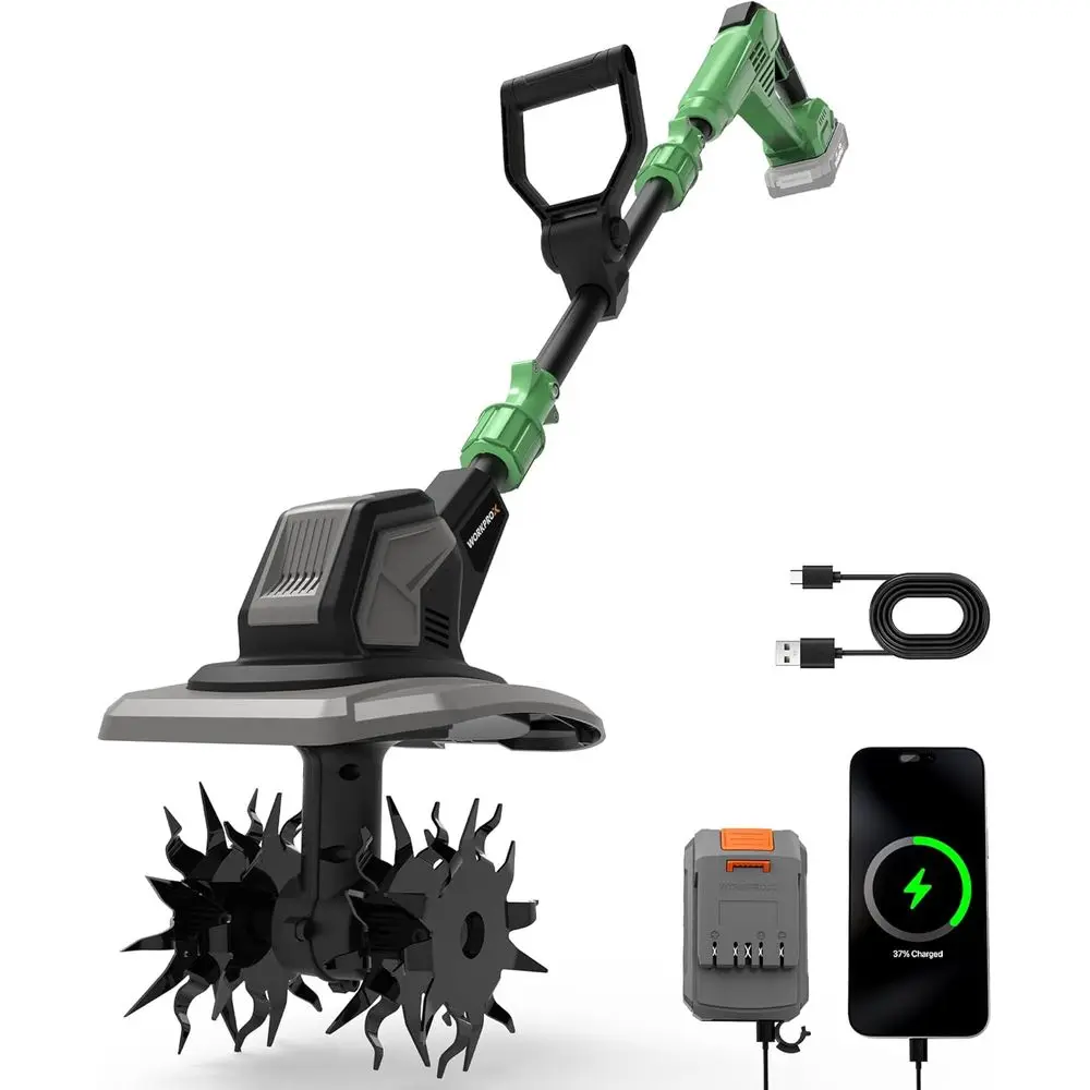X 20V CordlTiller Cultivator, 4×12 Durable Steel tines, 8-Inch Wide & Deep Garden Rototiller, 4.0Ah Battery Powered, Electric Cu
X 20V CordlTiller Cultivator, 4×12 Durable Steel tines, 8-Inch Wide & Deep Garden Rototiller, 4.0Ah Battery Powered, Electric Cu