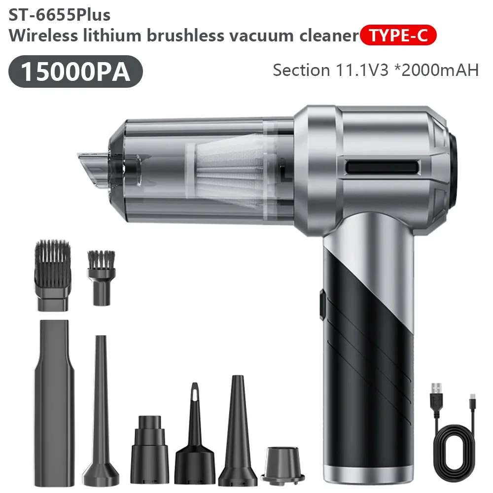 15000PA Cordless Handheld Vacuum Cleaner Strong Suction, Brushless Motor TYPE-C Fast Charging
15000PA Cordless Handheld Vacuum Cleaner Strong Suction, Brushless Motor TYPE-C Fast Charging