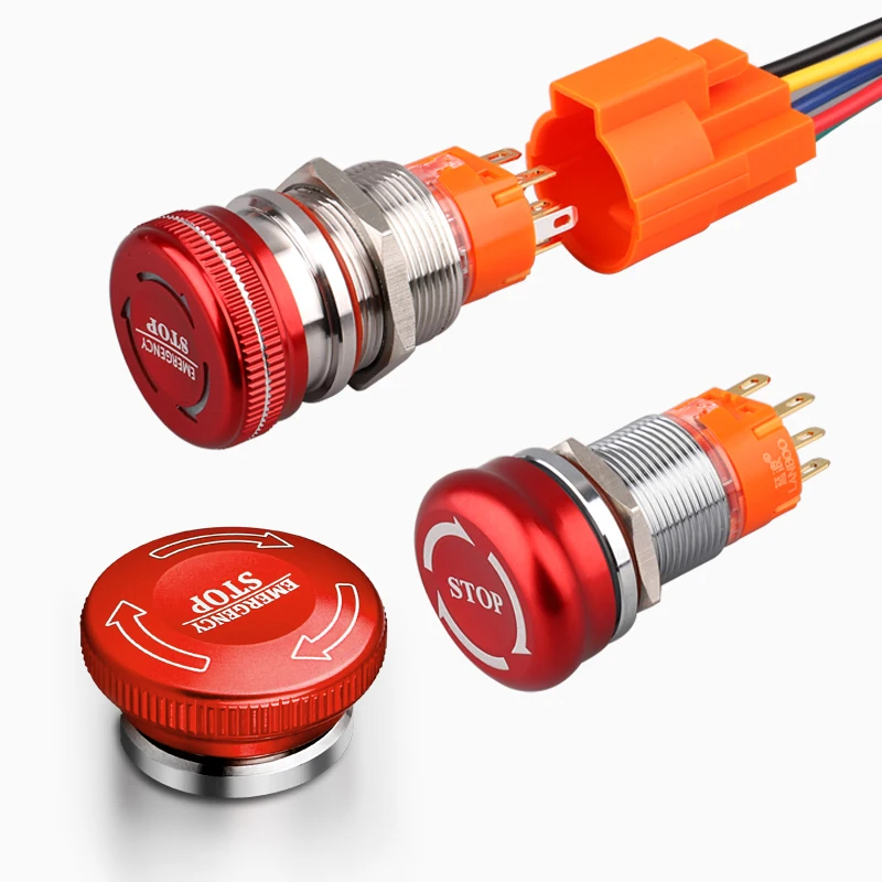 LANBOO 19mm/22mm Metal Emergency Stop Latching Pushbutton Switch -1NO1NC/2NO2NC Available Stainless steel/chrome plated Options
LANBOO 19mm/22mm Metal Emergency Stop Latching Pushbutton Switch -1NO1NC/2NO2NC Available Stainless steel/chrome plated Options
