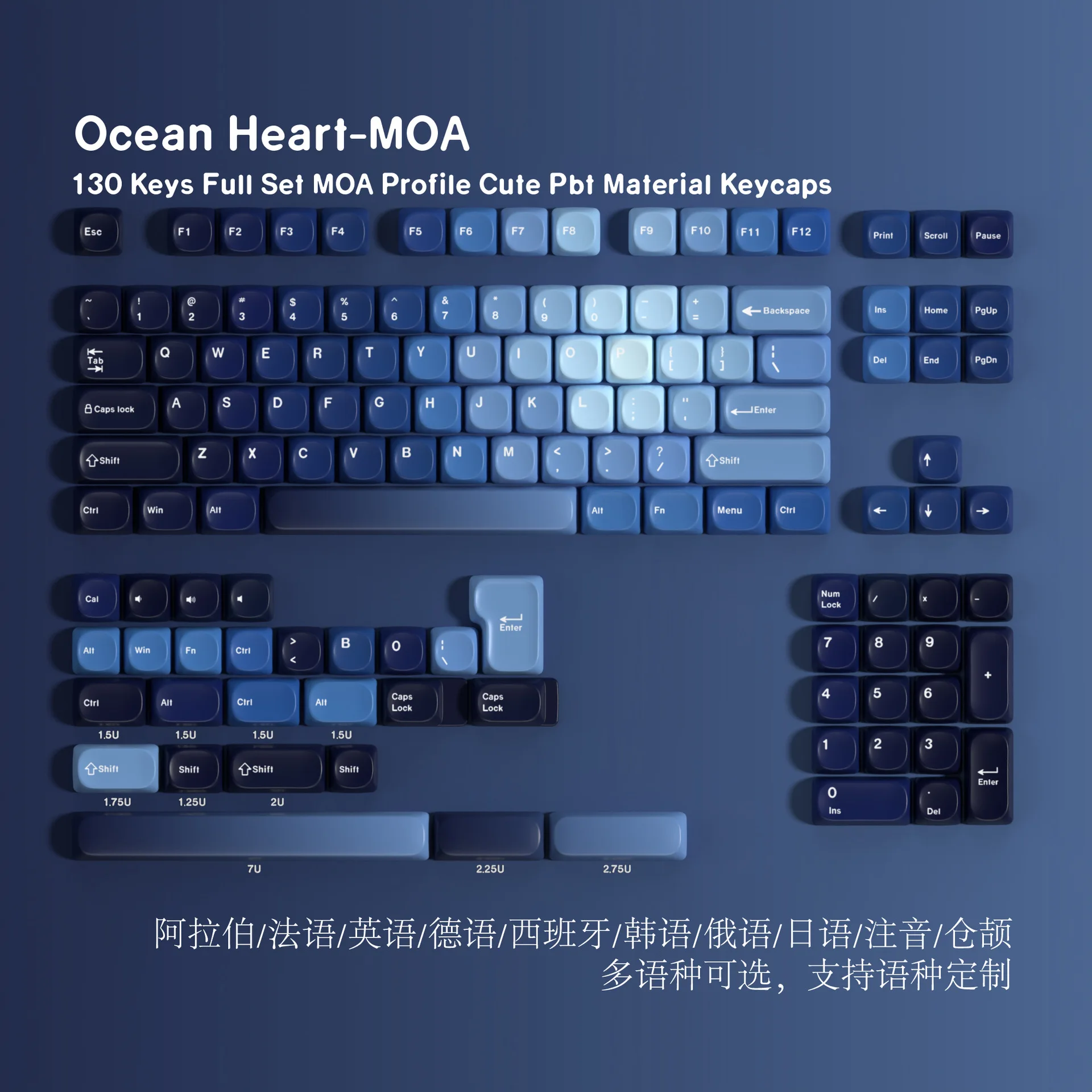 MOA Heart of the Ocean PBT Sublimation Keycaps Korean Russian Phonetic Small Language Full Set of Keycaps
MOA Heart of the Ocean PBT Sublimation Keycaps Korean Russian Phonetic Small Language Full Set of Keycaps
