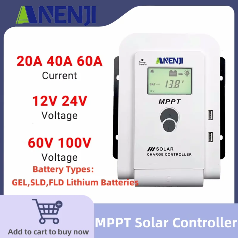 MPPT Контроллер заряда солнечной батареи 60A 40A 20A 12V/24V Автоматический ЖК-дисплей с двумя выходами USB Регулятор зарядного устройства солнечной батареи для системы солнечных панелей
MPPT Контроллер заряда солнечной батареи 60A 40A 20A 12V/24V Автоматический ЖК-дисплей с двумя выходами USB Регулятор зарядного устройства солнечной батареи для системы солнечных панелей