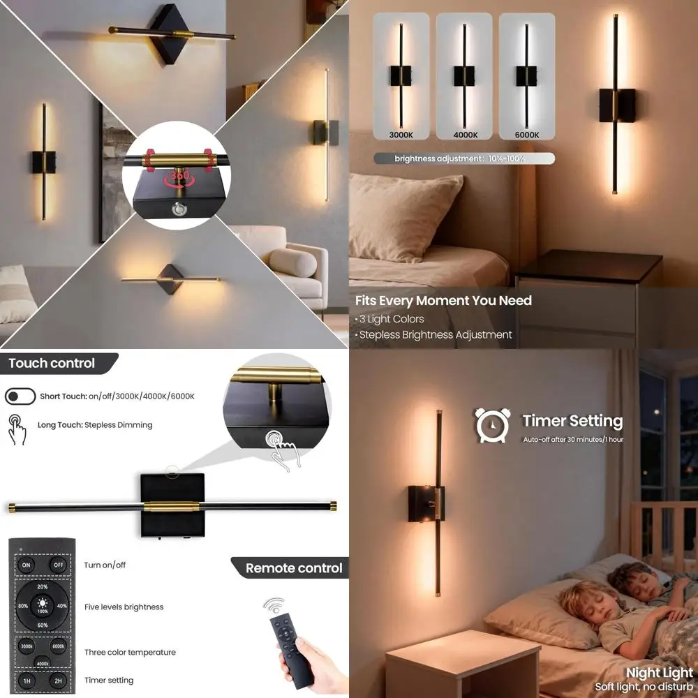 Pair of Battery-Powered Wireless Magnetic Wall Sconces, 3-Color LED Lighting, Remote & Touch Control, Metal Lamp for Home, 28, B
Pair of Battery-Powered Wireless Magnetic Wall Sconces, 3-Color LED Lighting, Remote & Touch Control, Metal Lamp for Home, 28, B