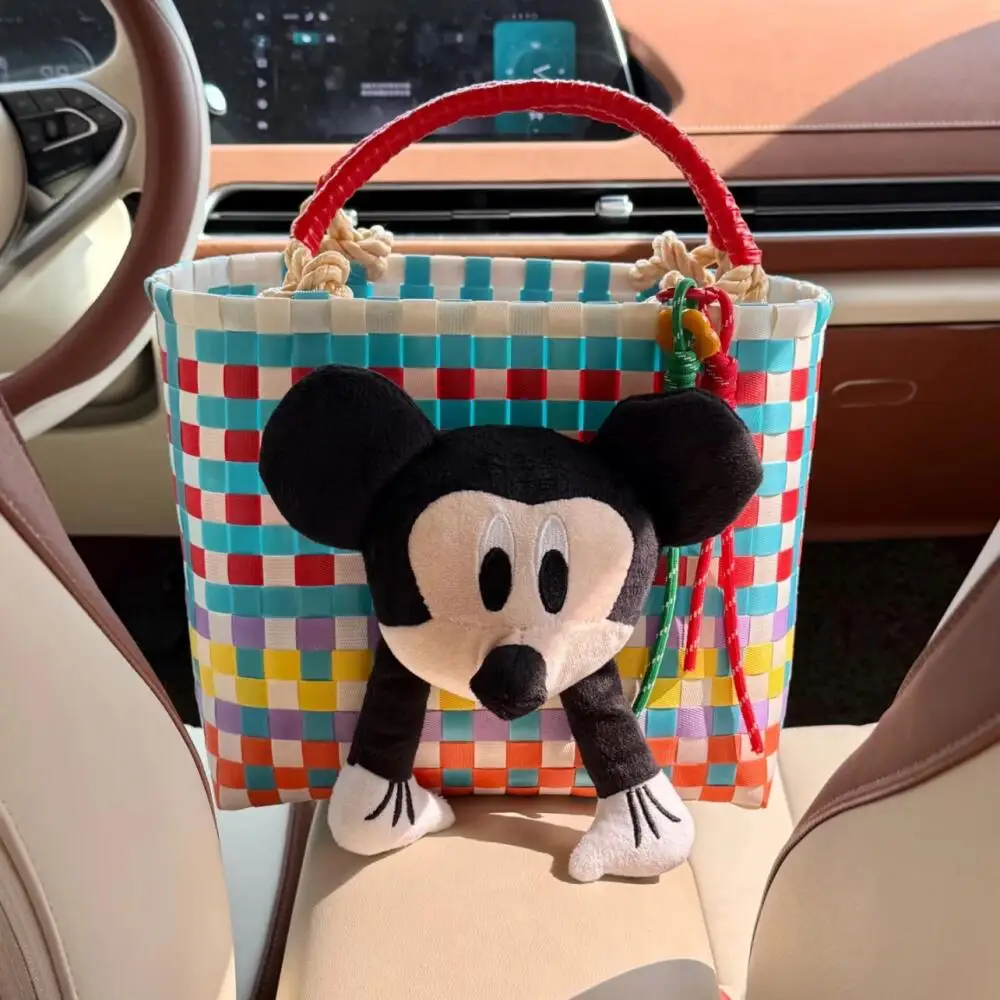 Disney Mickey Mouse Woven Tote Bag, Colorful Plaid Beach Basket Bag with 3D Plush Mickey Charm, Casual Summer Handbag
Disney Mickey Mouse Woven Tote Bag, Colorful Plaid Beach Basket Bag with 3D Plush Mickey Charm, Casual Summer Handbag