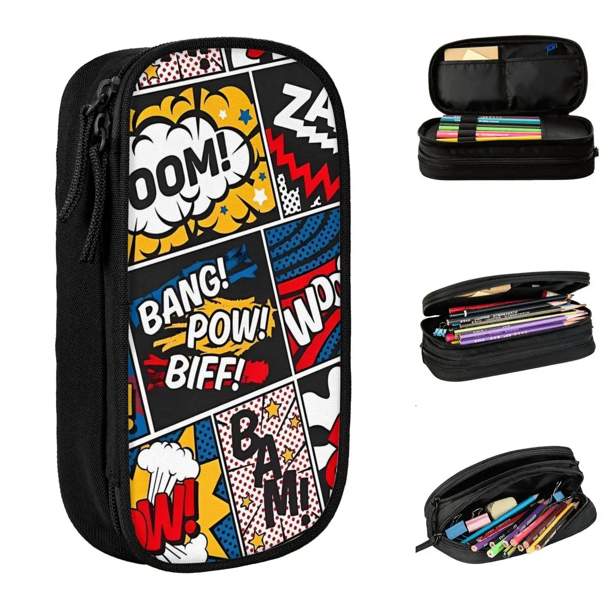 Large Capacity Pencil Case Comic Elements Seamless Pattern Merch Double Layer Pencilcase Girl Makeup Bags Amazing Gift
Large Capacity Pencil Case Comic Elements Seamless Pattern Merch Double Layer Pencilcase Girl Makeup Bags Amazing Gift